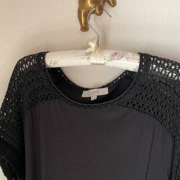 Black Loft top with fun crochet shoulder detail - Picture 3 of 3
